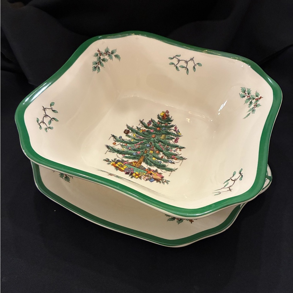 Spode Christmas Tree Bowl w matching plate